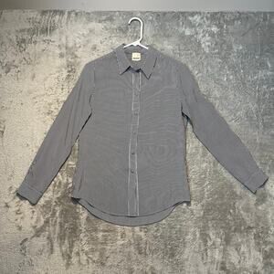 Baldwin BLDWN Women’s Striped Navy & White 100%‎ Silk Sz XS Classic Minimalist